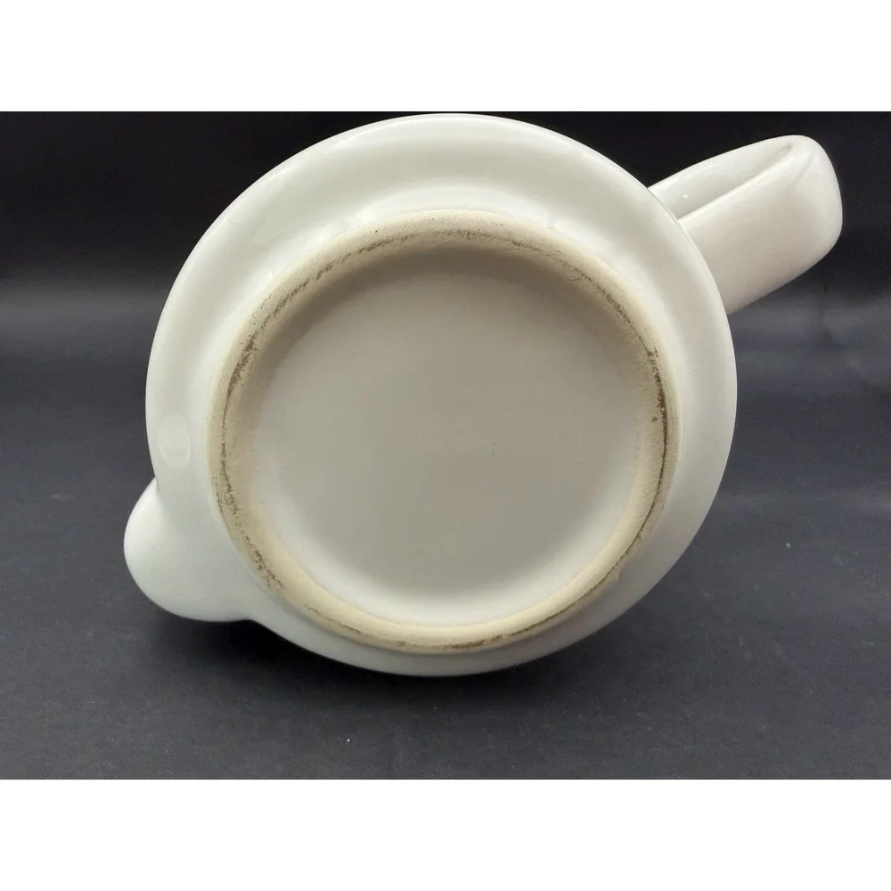 Modern White Ceramic Lidded Creamer Minimalist Small Pitcher Unmarked